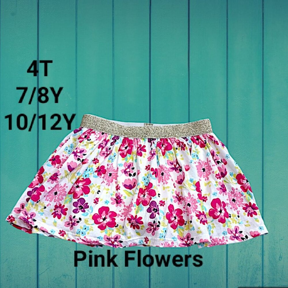 Cynthia Rowley Pink Flowers Skort Glitter Waist Girls Super soft Cotton NWOT